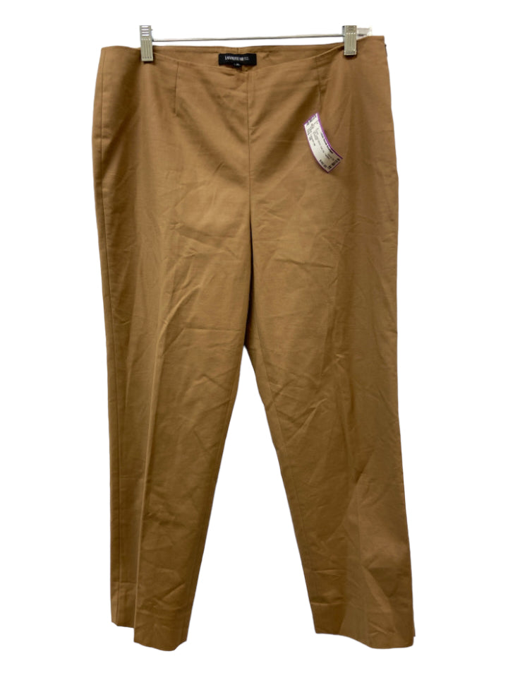 Lafayette 148, Lafayette 148 Size 10 Tan Cotton Blend Side Zip Tapered Pants