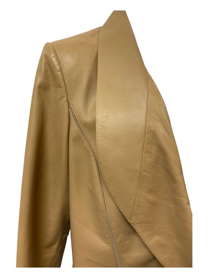 Lafayette, Lafayette Size 14 light brown Leather Open Front Long Sleeve Jacket