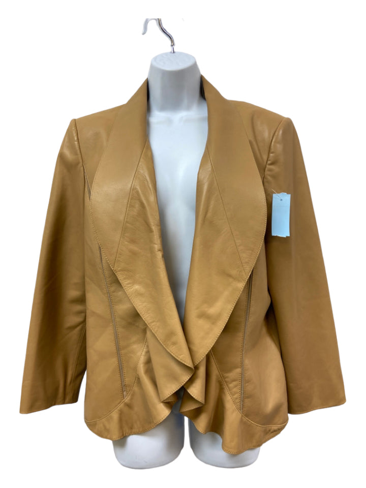 Lafayette, Lafayette Size 14 light brown Leather Open Front Long Sleeve Jacket