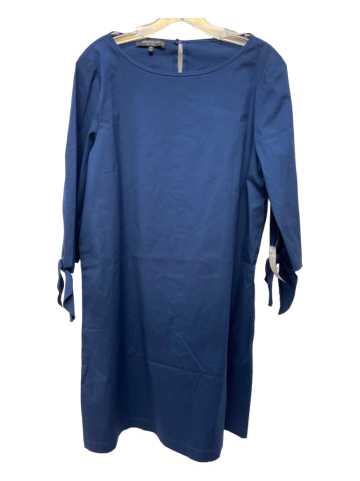 Lafayette, Lafayette Size M Navy Blue Cotton Boat Neck 3/4 Sleeve Dress