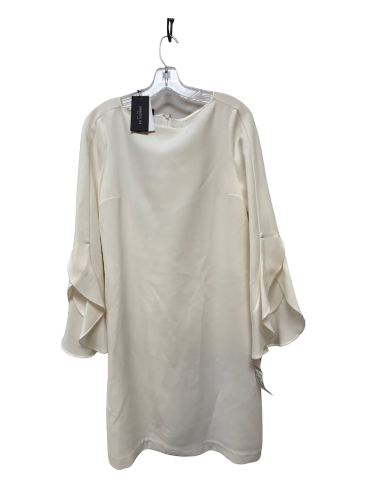 Lafayette, Lafayette Size M White Acetate Blend Long Sleeve Flutter Sleeve Dress