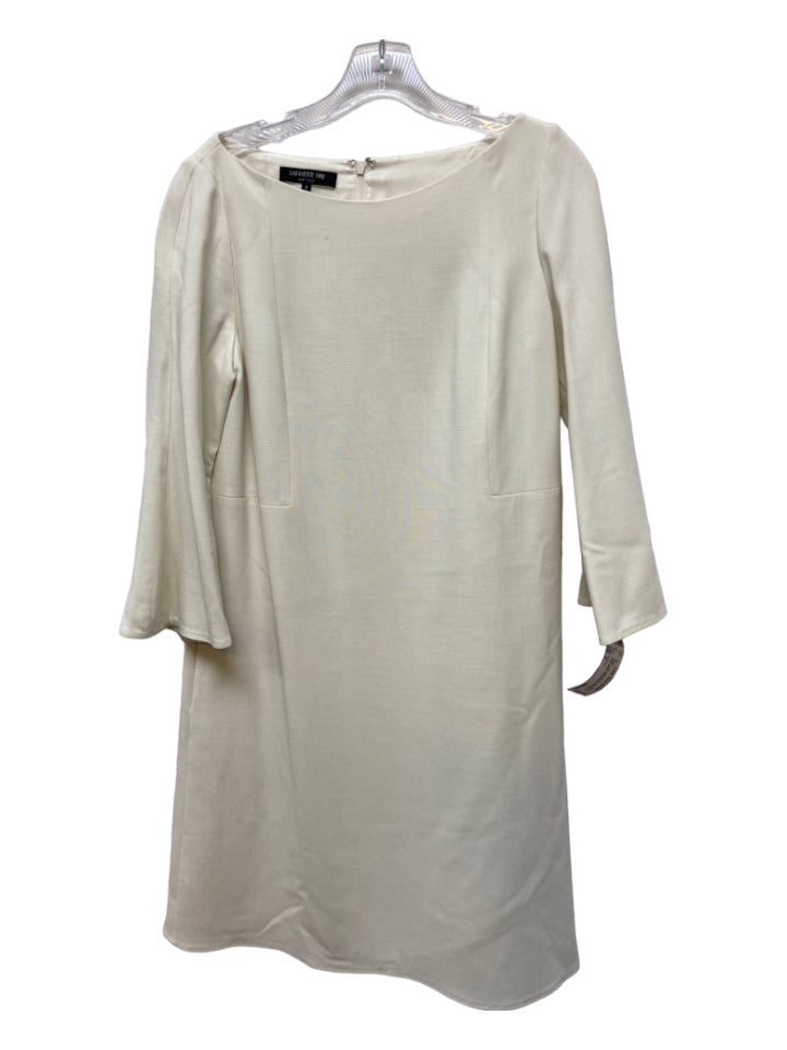 Lafayette, Lafayette Size M White Virgin Wool Blend Boat Neck Long Sleeve Dress