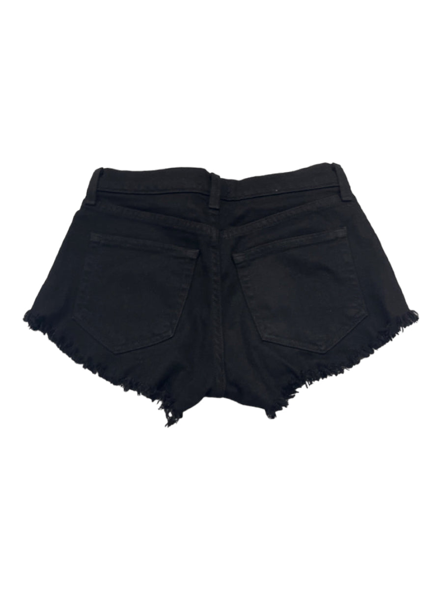 L'agence, L'agence Size 23 Black Cotton Denim Frayed Shorts