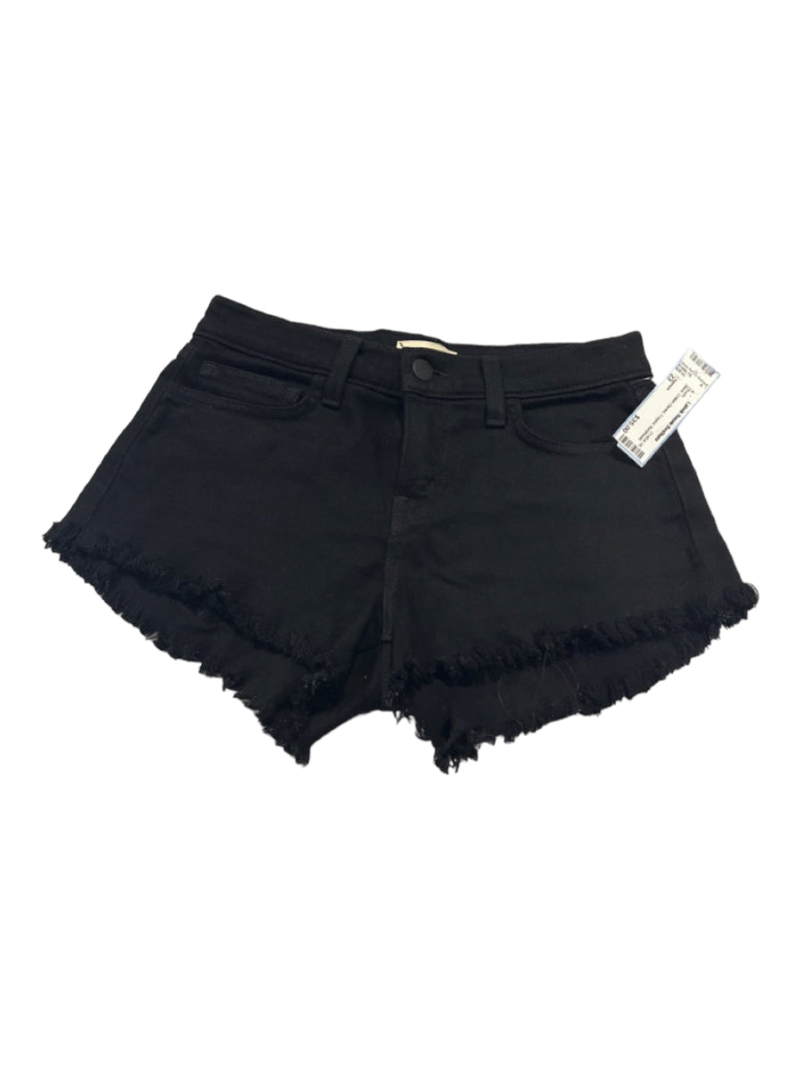 L'agence, L'agence Size 23 Black Cotton Denim Frayed Shorts