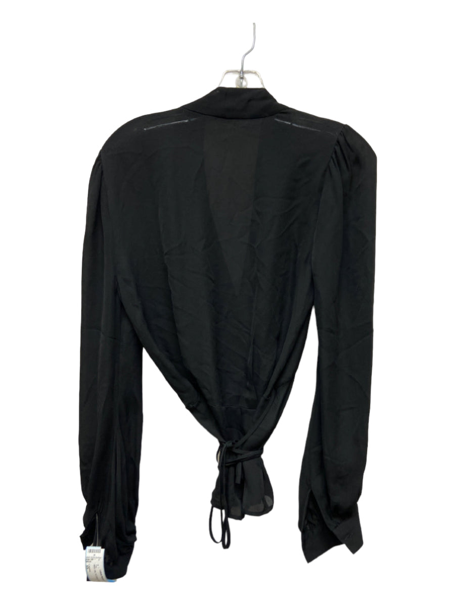 L'agence, L'agence Size XS Black Silk Tie Detail Pleated Top