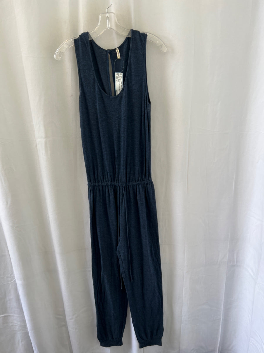 Lanston, Lanston Size XS Blue Rayon Sleeveless Drawstring Jumper