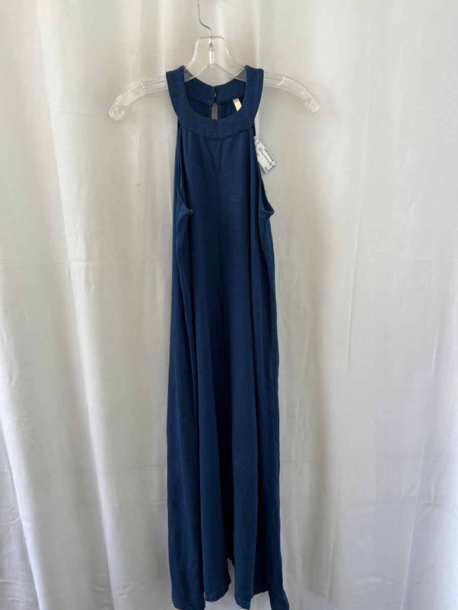 Lanston, Lanston Size XS Blue Rayon Sleeveless Maxi Dress