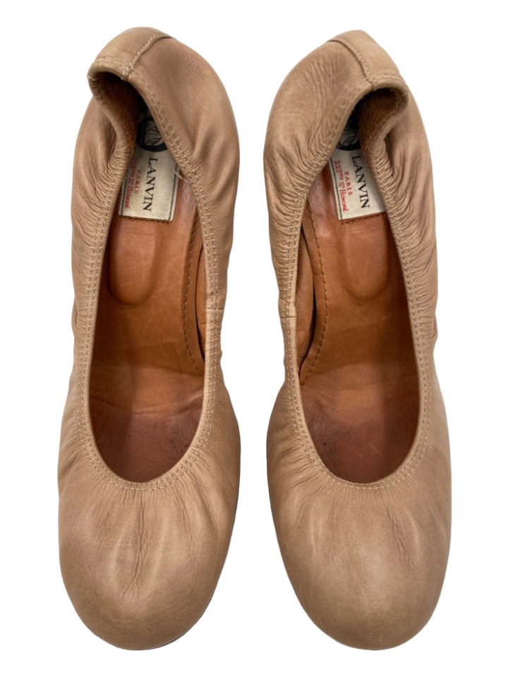 Lanvin, Lanvin Shoe Size 39.5 Taupe Brown Leather round toe Pumps