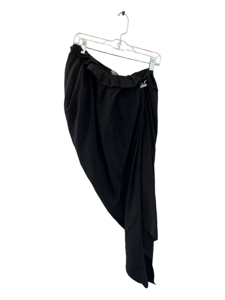 Lanvin, Lanvin Size 40 Black Viscose Rhinestone Gathered Midi Skirt