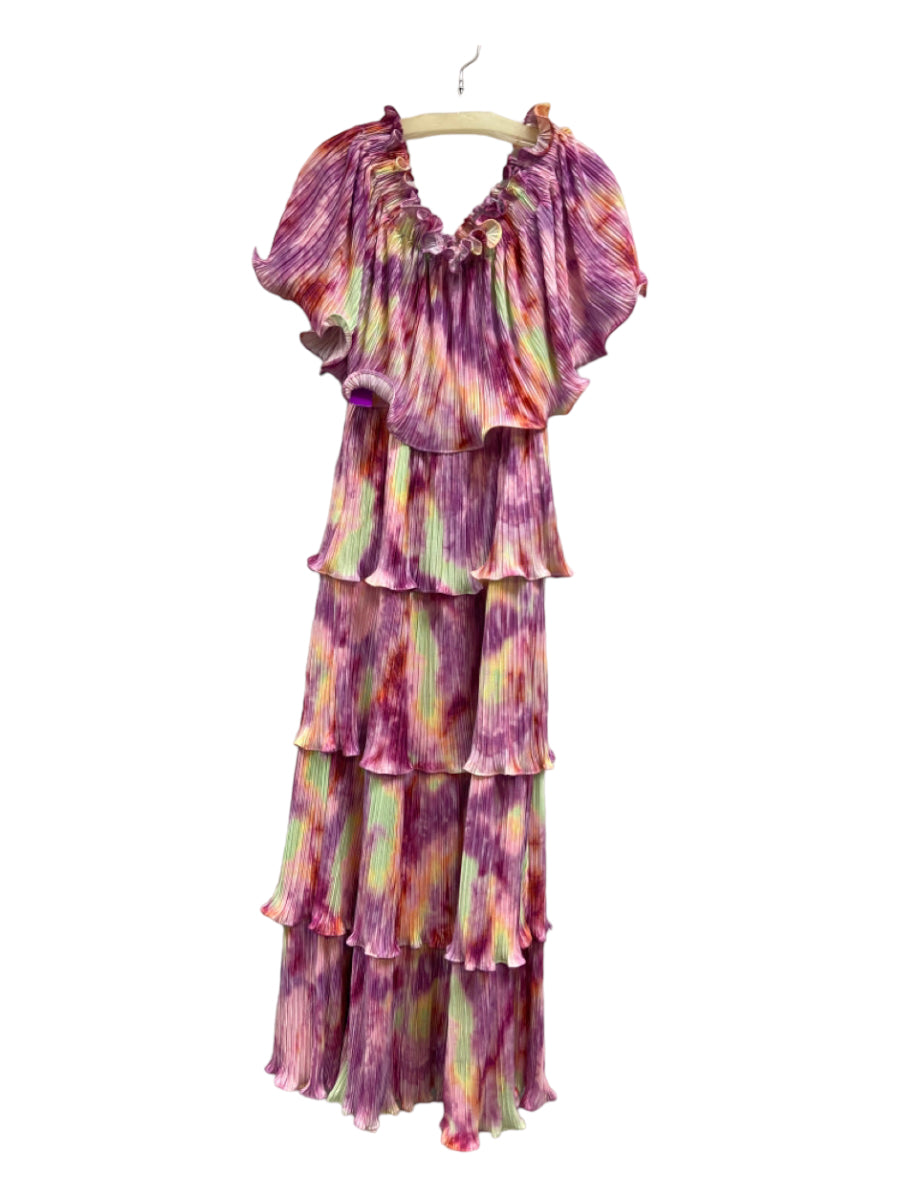 L'ATISTE, Latiste Size Medium Pink, Purple & Multi Polyester Off Shoulder Tie Dye Dress