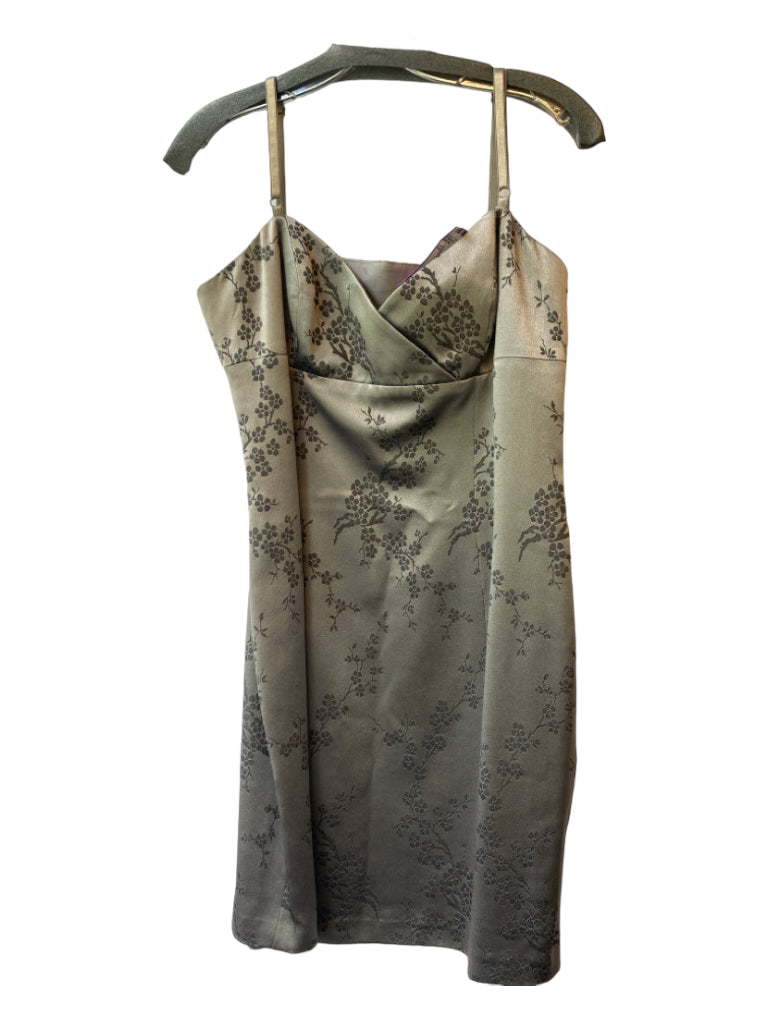 Laundry by Shelli Segal, Laundry by Shelli Segal Size 12 Grey Acetate & Rayon V Neck Baby Doll Dress