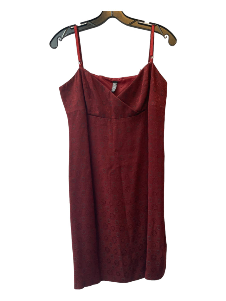 Laundry by Shelli Segal, Laundry by Shelli Segal Size 12 Maroon Rayon & Acetate Blend V Neck Dress