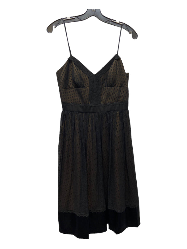 Laundry by Shelli Segal, Laundry by Shelli Segal Size 2 Black & Nude Silk Sheer Overlay Swiss Dot Dress