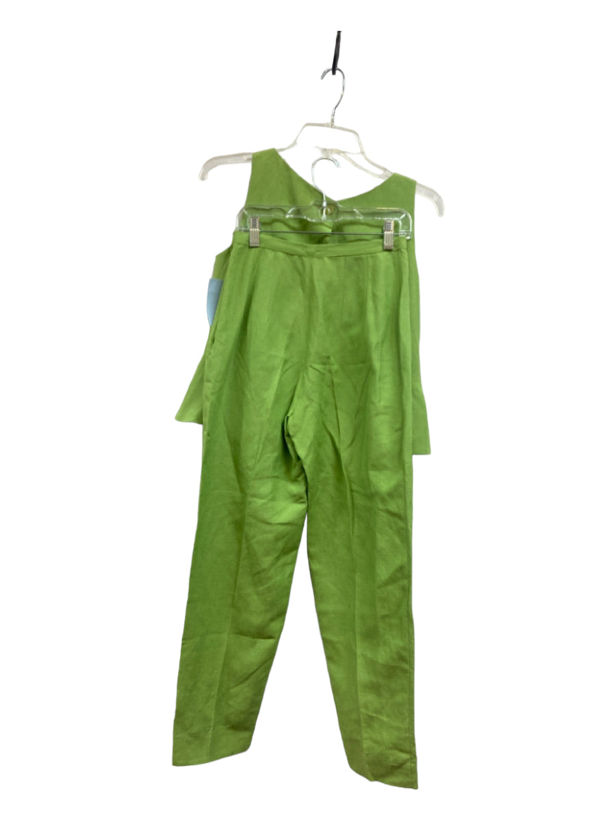 Laundry by Shelli Segal, Laundry by Shelli Segal Size 2 Lime Green Silk & Linen Blend Tapered Pants Set