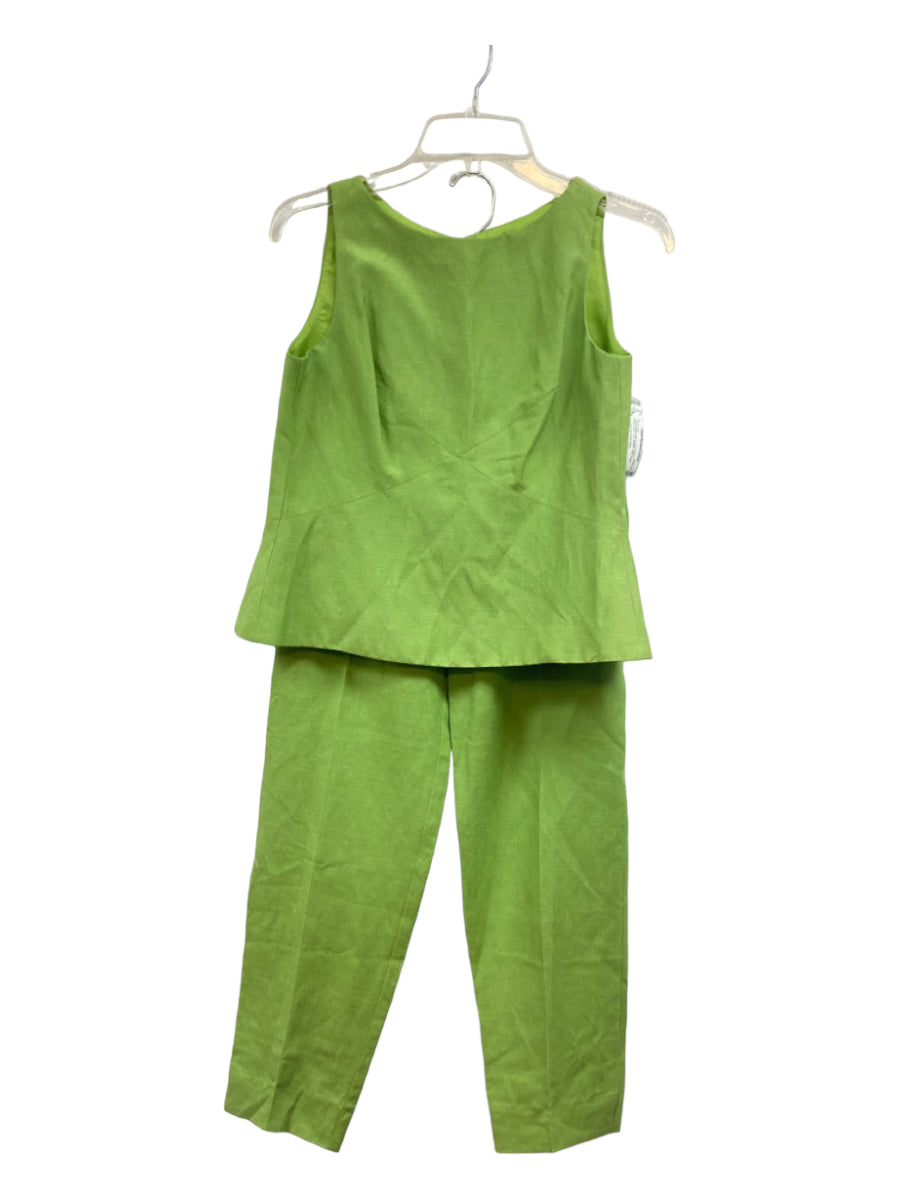 Laundry by Shelli Segal, Laundry by Shelli Segal Size 2 Lime Green Silk & Linen Blend Tapered Pants Set