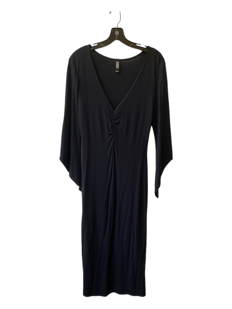 Laundry by Shelli Segal, Laundry by Shelli Segal Size 8 Black Rayon Blend V Neck Midi Dress