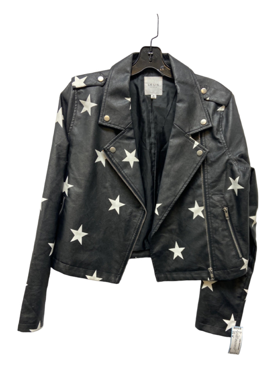 Le Lis, Le Lis Size M Black & White Polyurethane Zipper stars Long Sleeve Jacket