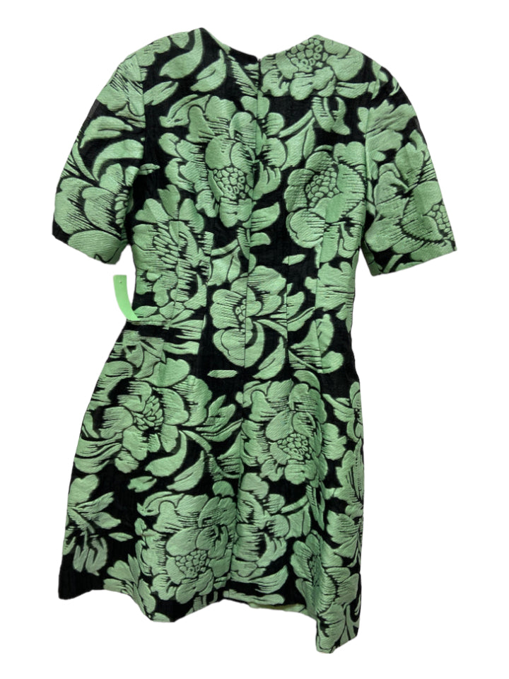 Lela Rose, Lela Rose Size 10 Green & Black Print Polyester Blend Floral Short Sleeve Dress