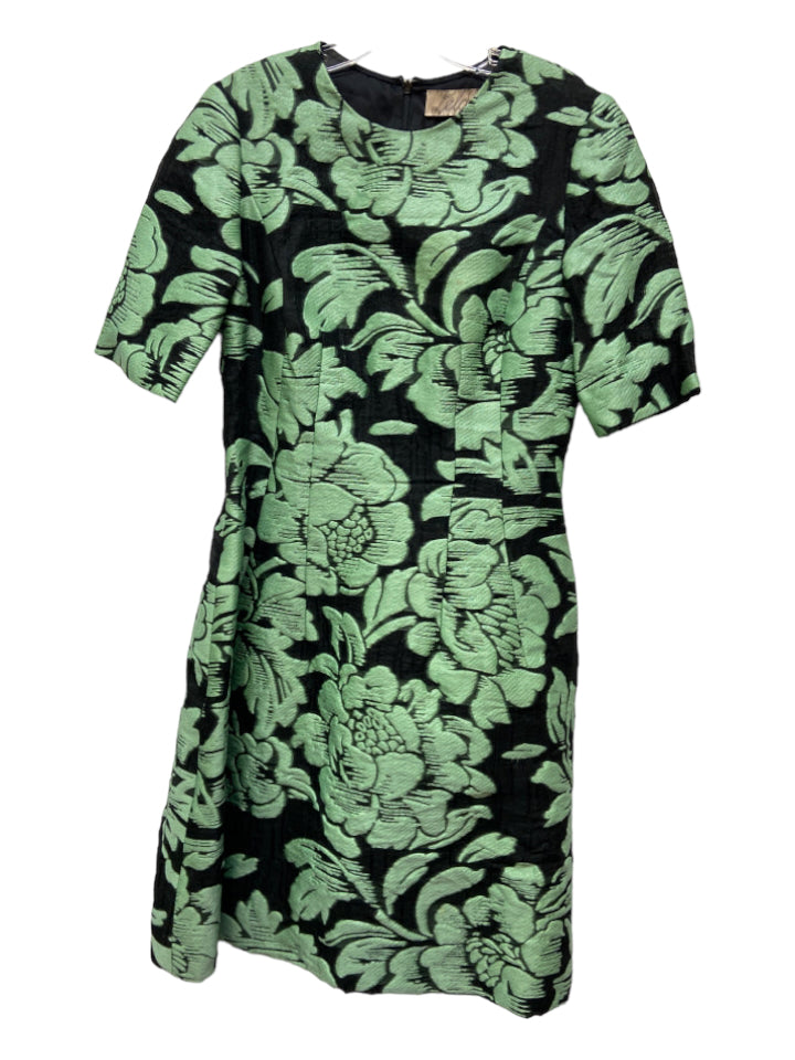 Lela Rose, Lela Rose Size 10 Green & Black Print Polyester Blend Floral Short Sleeve Dress