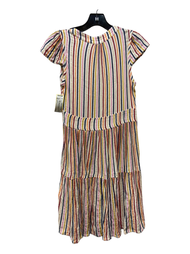 LemLem, LemLem Size S White & Multi Cotton Sleeveless Striped Metallic Thread Dress