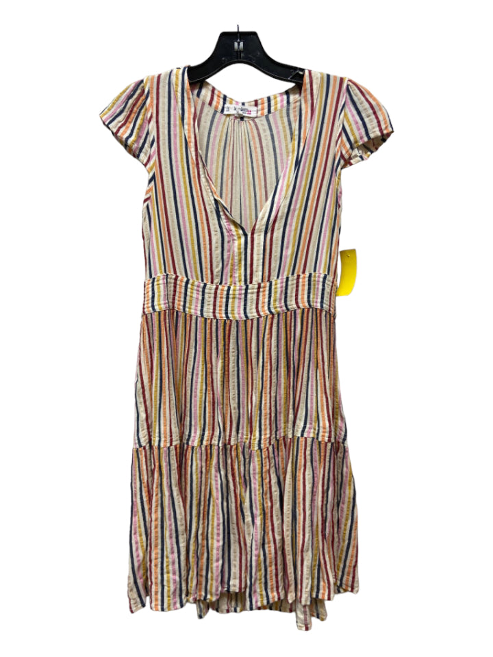 LemLem, LemLem Size S White & Multi Cotton Sleeveless Striped Metallic Thread Dress