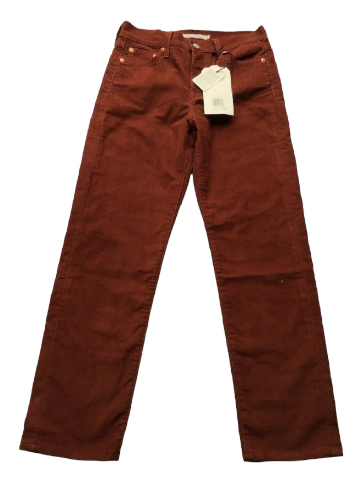 Levi, Levi Size 26 Orange Brown Cotton Wedge Straight Corduroy High Rise Pants