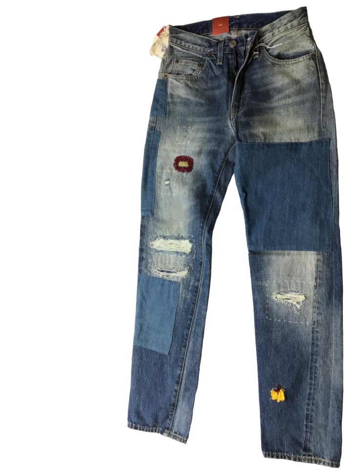 Levi's Vintage, Levi's Vintage Size 26 Dark Wash Cotton High Rise Patchwork Embroidered Jeans