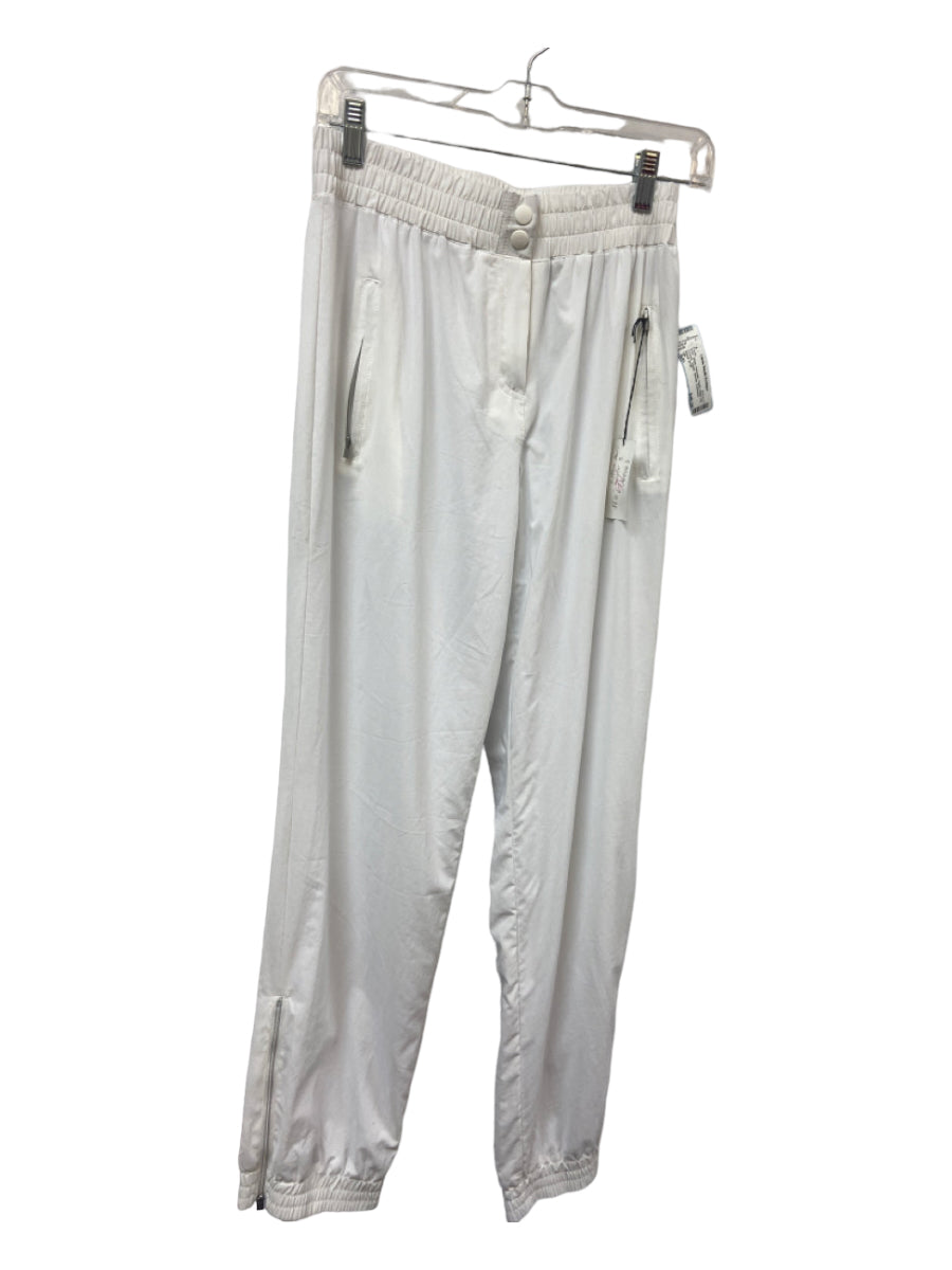 Lija, Lija Size S/P White Polyester Elastic Waist Zip Pockets Jogger Athletic Pants