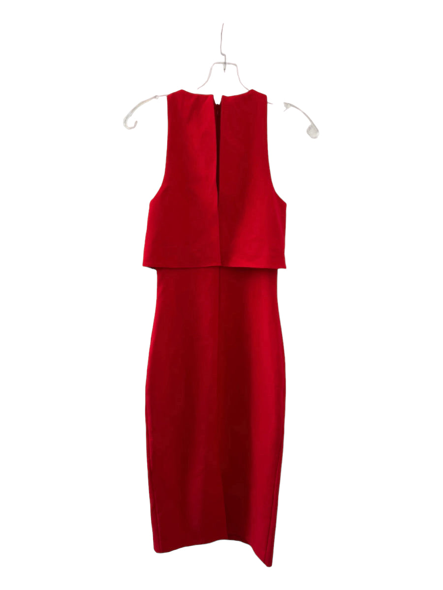 Likely, Likely Size 2 Red Polyester Blend Sleeveless Back Zip Midi Dress