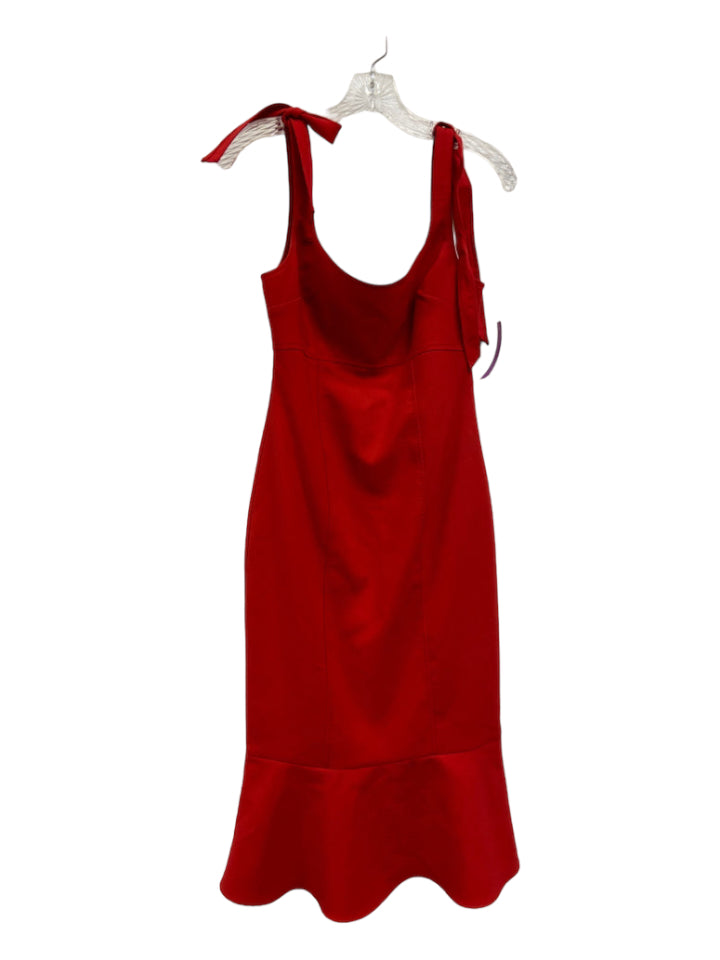 Likely, Likely Size 6 Red Polyester Sleeveless Back Zip Tie Detail Dress