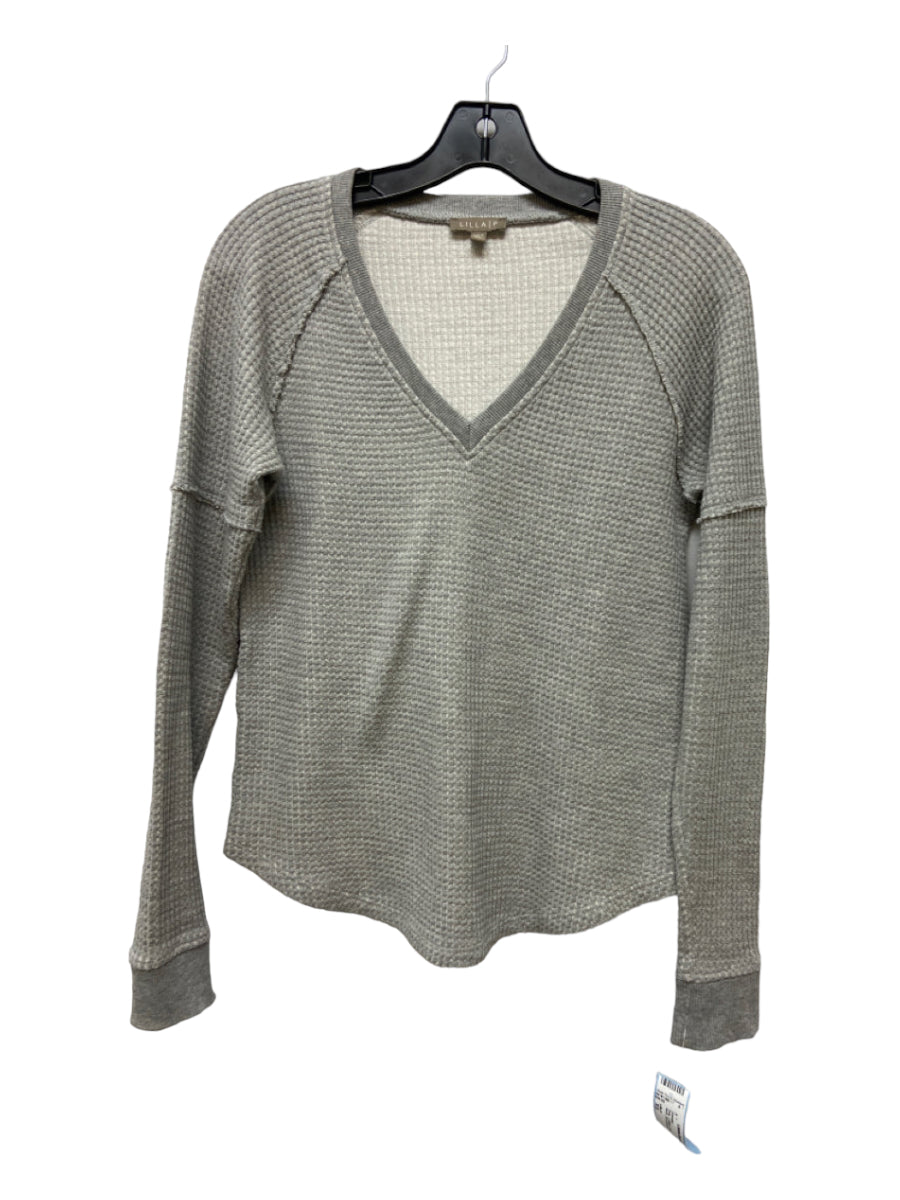 Lilla P, Lilla P Size XS Grey Cotton Long Sleeve Thermal V Neck Sweater