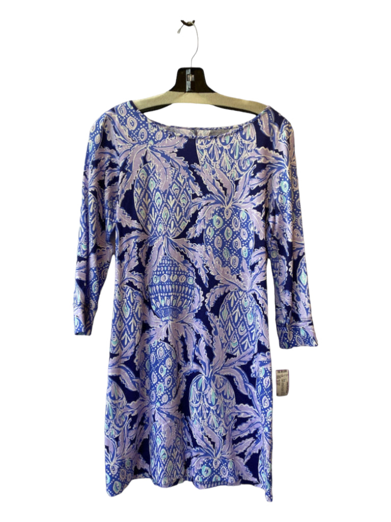 Lilly Pulitzer, Lilly Pulitzer Size Small Purple, Navy & Ivory Pima Cotton Boat Neck Dress