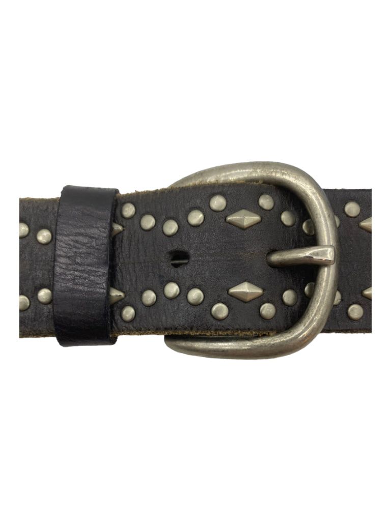 Linea Pelle, Linea Pelle Brown Leather Perforated Stud Detail silver hardware Belts