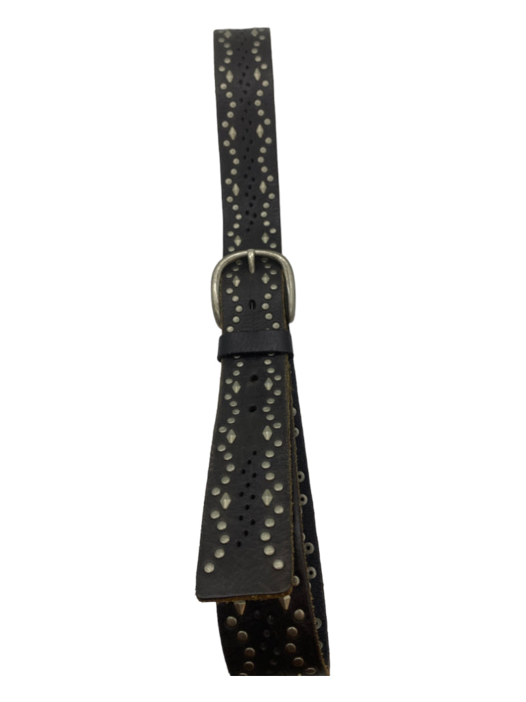 Linea Pelle, Linea Pelle Brown Leather Perforated Stud Detail silver hardware Belts