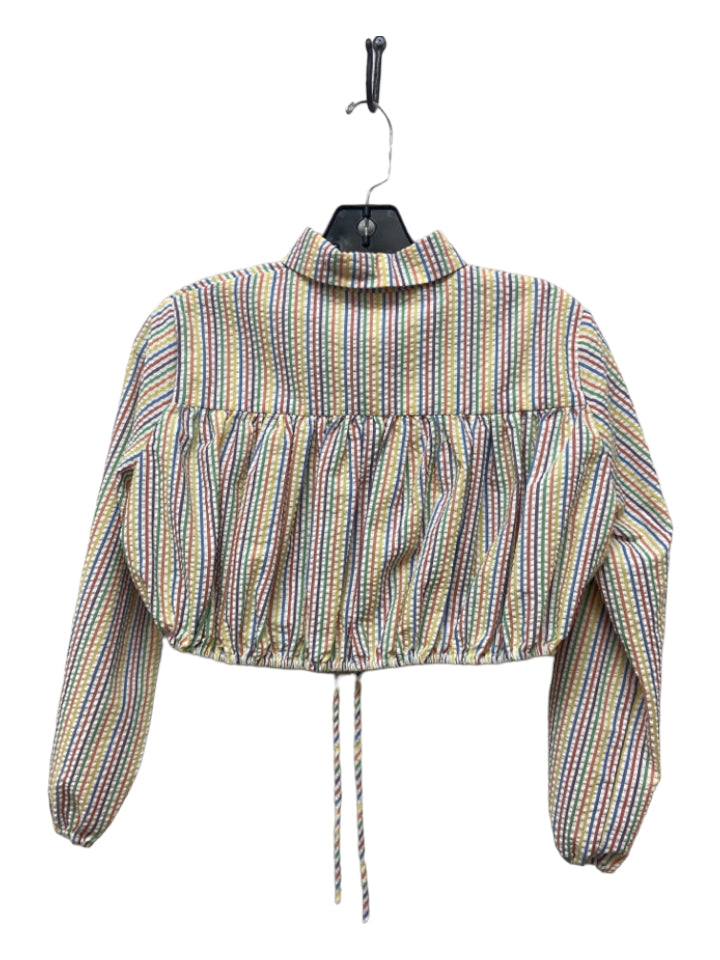 Lisa Marie Fernandez, Lisa Marie Fernandez Size 1 White & Rainbow Polyester Seersucker Stripe Top