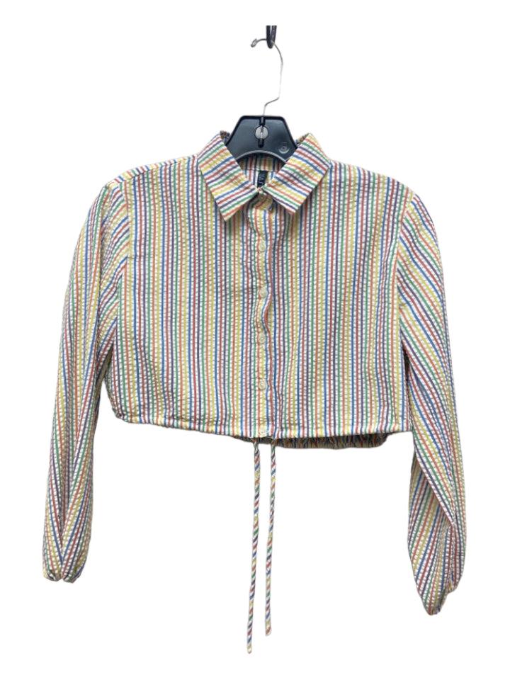 Lisa Marie Fernandez, Lisa Marie Fernandez Size 1 White & Rainbow Polyester Seersucker Stripe Top