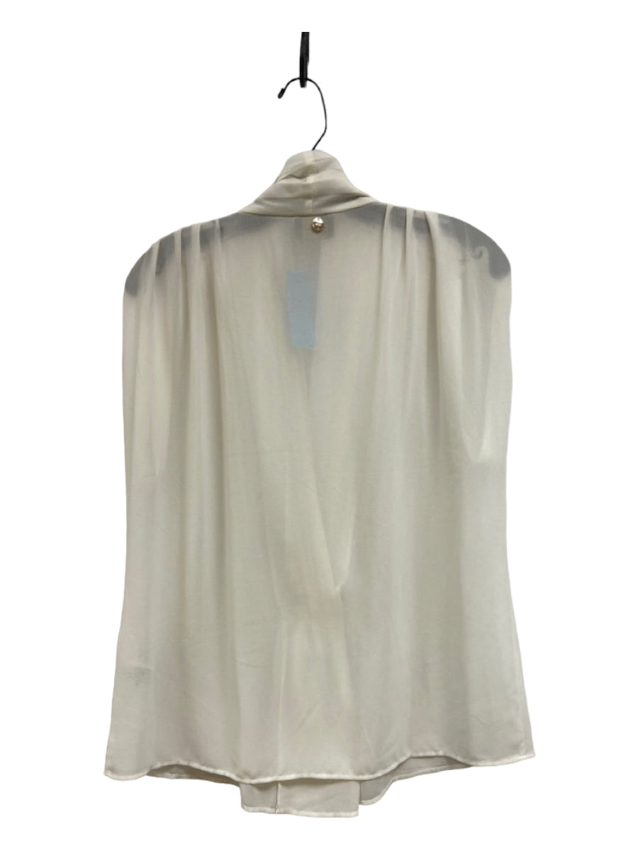 Liu Jo, Liu Jo Size 44 White Polyester Pleated Sleeveless V Neck Epaulettes Top