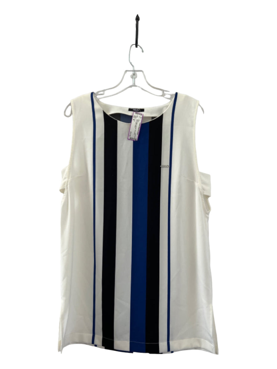 Liu Jo, Liu Jo Size M Blue & White Polyester Sleeveless Lines Shift Dress