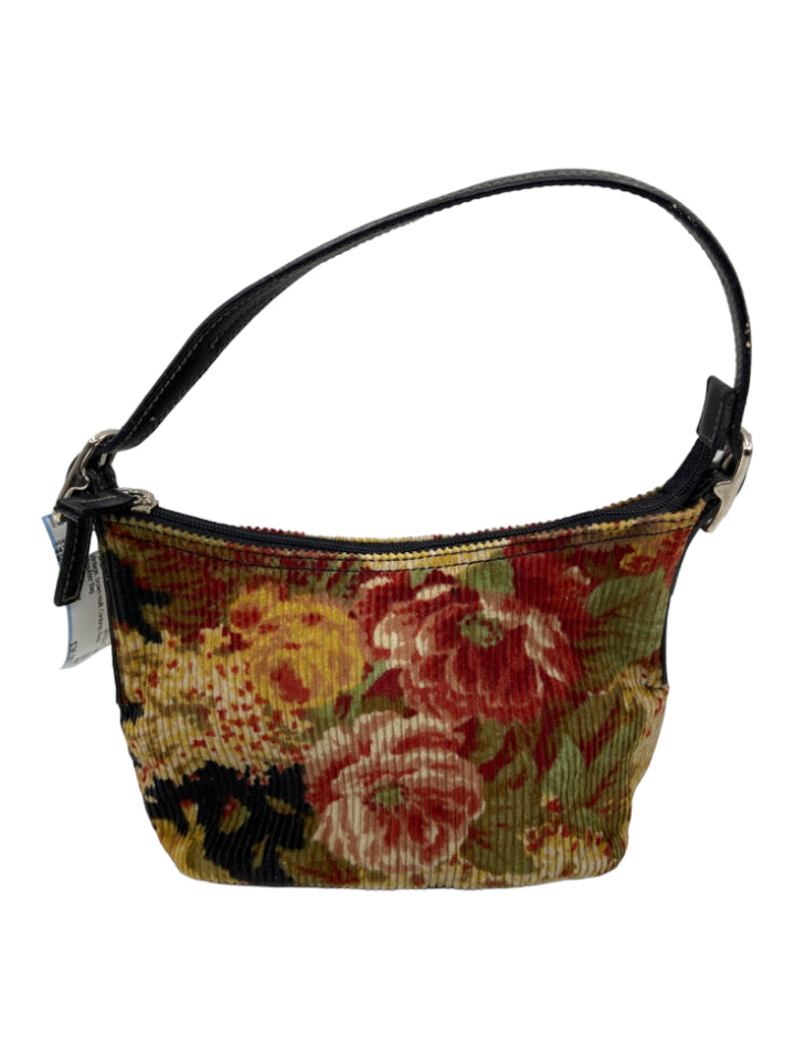 Liz Claiborne, Liz Claiborne brown multi Corduroy Floral Shoulder Bag Purse