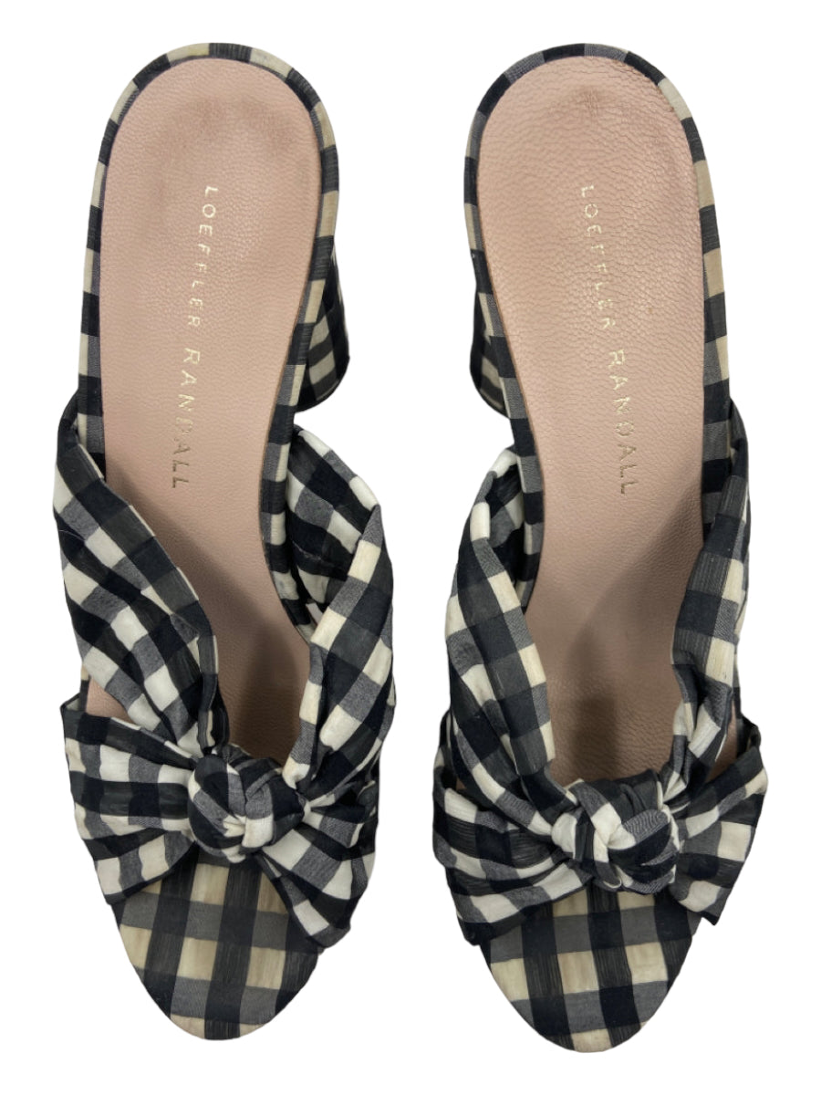 Loeffler Randall, Loeffler Randall Shoe Size 6.5 Black & White Gingham Open Toe Tie Pumps