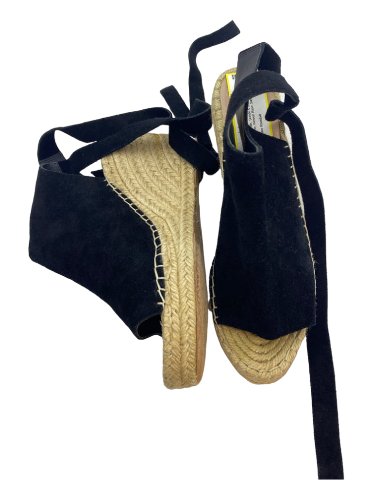 Loeffler Randall, Loeffler Randall Shoe Size 9 Black & Tan Suede & Raffia open toe Wedges