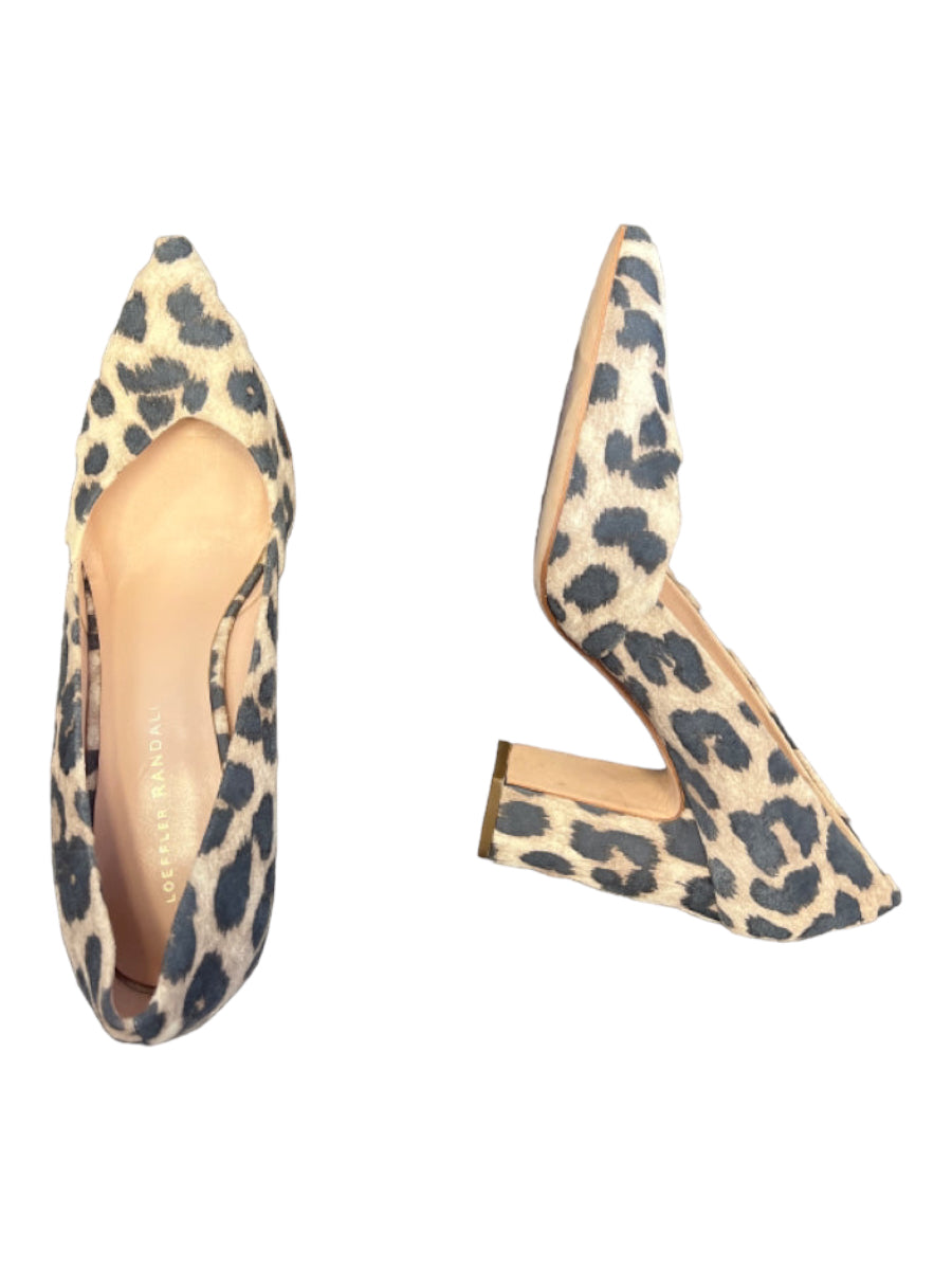 Loeffler Randall, Loeffler Randall Shoe Size 9 Grey & Beige Leather Leopard Block Heel Shoes