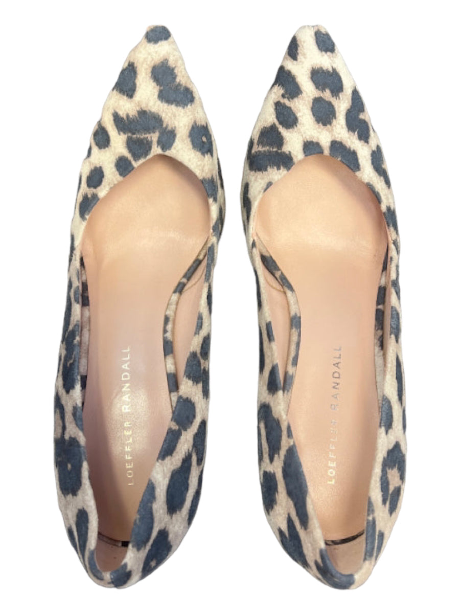 Loeffler Randall, Loeffler Randall Shoe Size 9 Grey & Beige Leather Leopard Block Heel Shoes