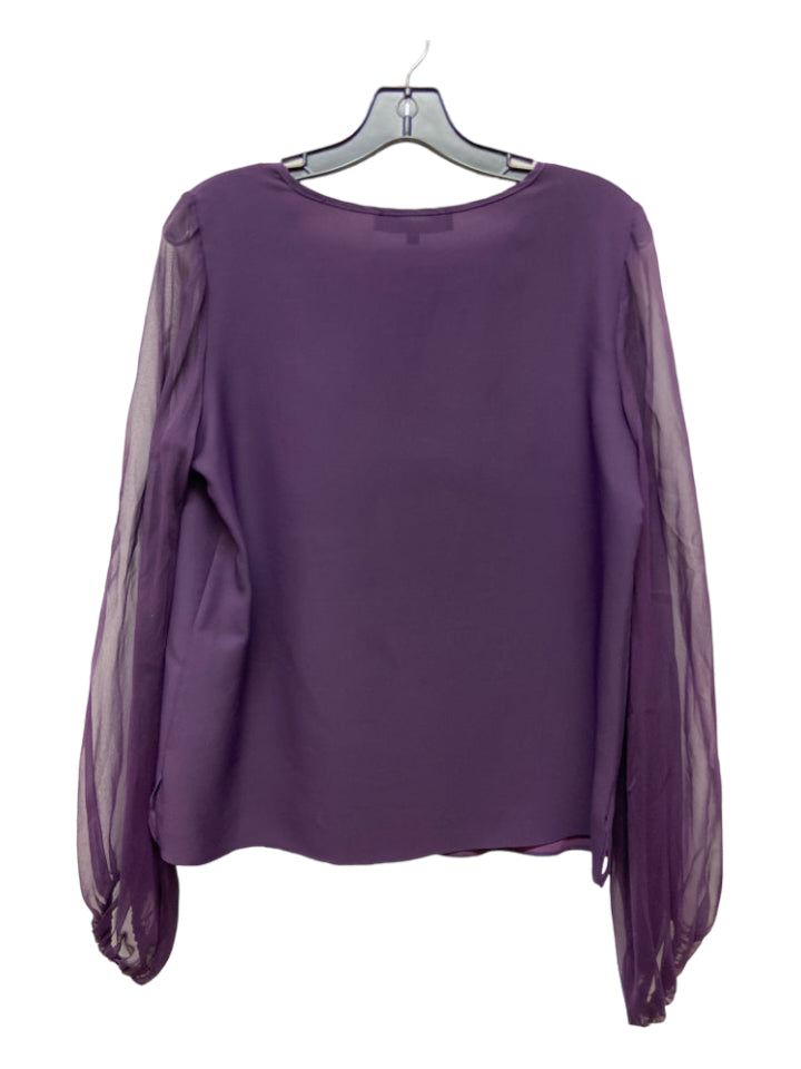 Lola & Sophie, Lola & Sophie Size S Purple Polyester Round Neck Long Puff Sleeve Top