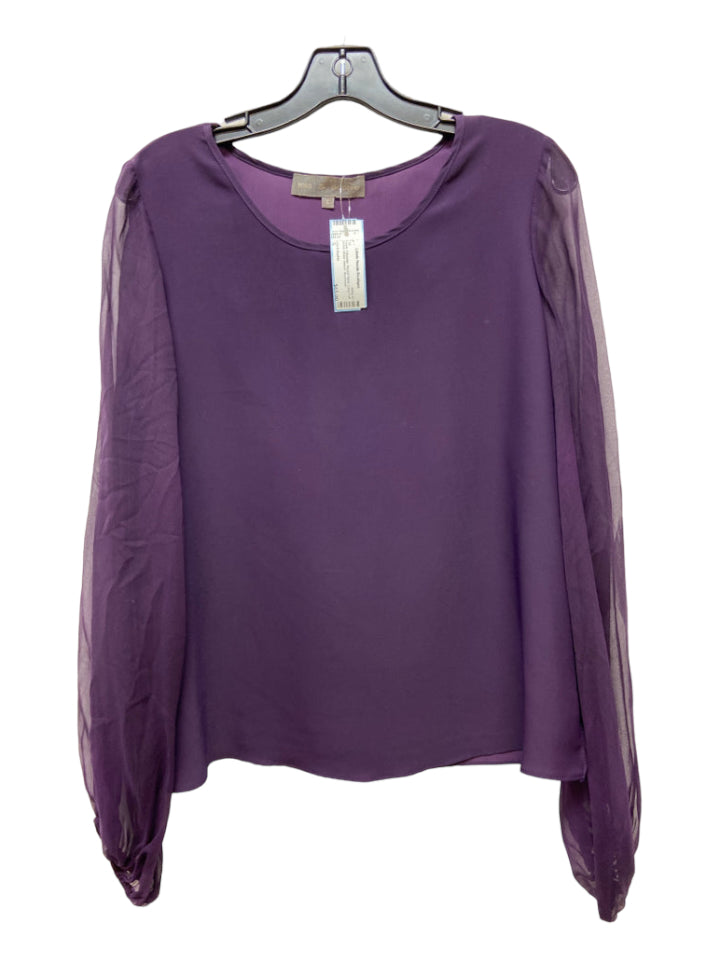 Lola & Sophie, Lola & Sophie Size S Purple Polyester Round Neck Long Puff Sleeve Top