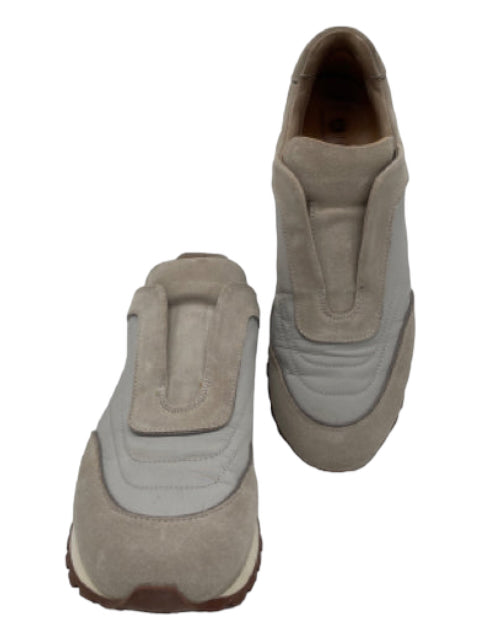 Loro Piana, Loro Piana Shoe Size 39 Beige Gray Suede & Nylon Laceless Slip On Sneakers