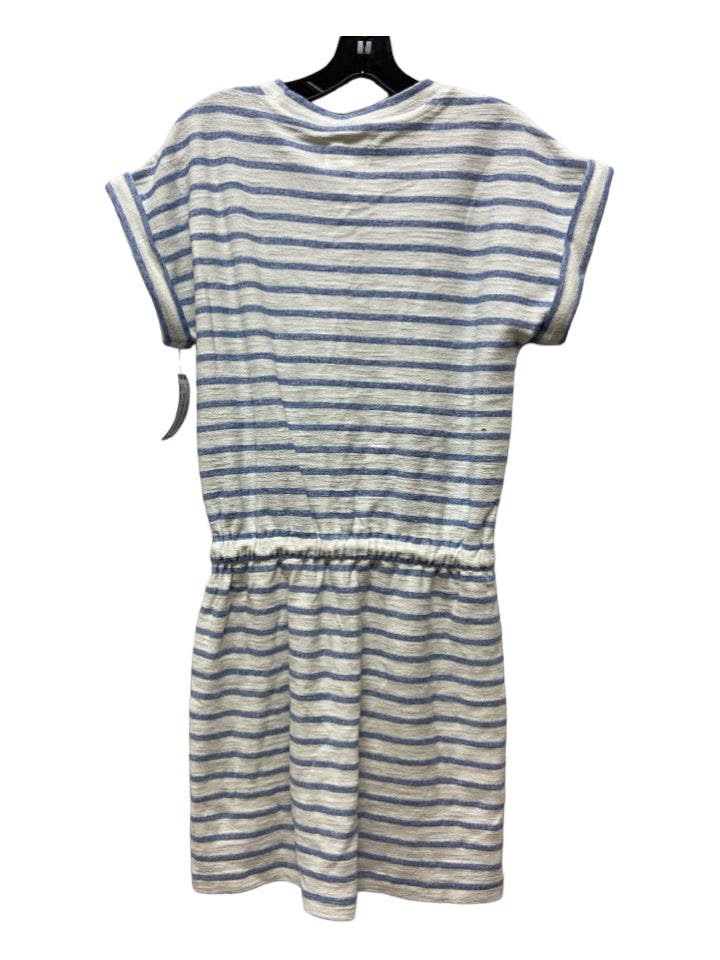 Lou & Grey, Lou & Grey Size XS Blue & White Cotton Blend Rolled Sleeves Striped Dress