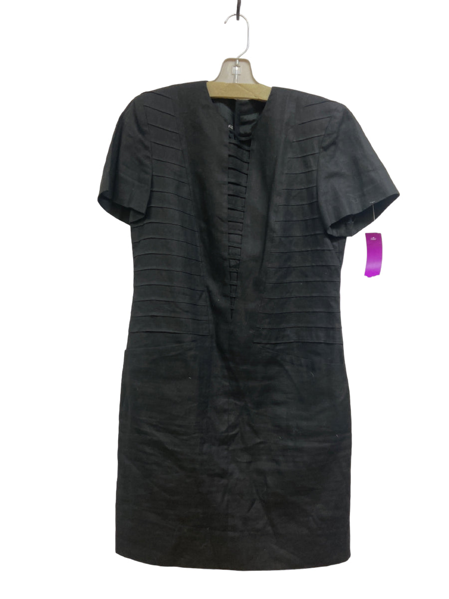 Louis Feraud, Louis Feraud Size 10 Black Linen Pintuck Details Short Sleeve Dress