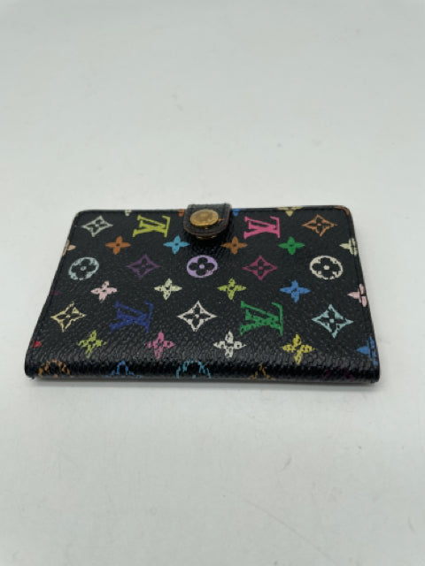 Louis Vuitton, Louis Vuitton Black & Multi Coated Canvas Snap Closure Card Holder Wallets