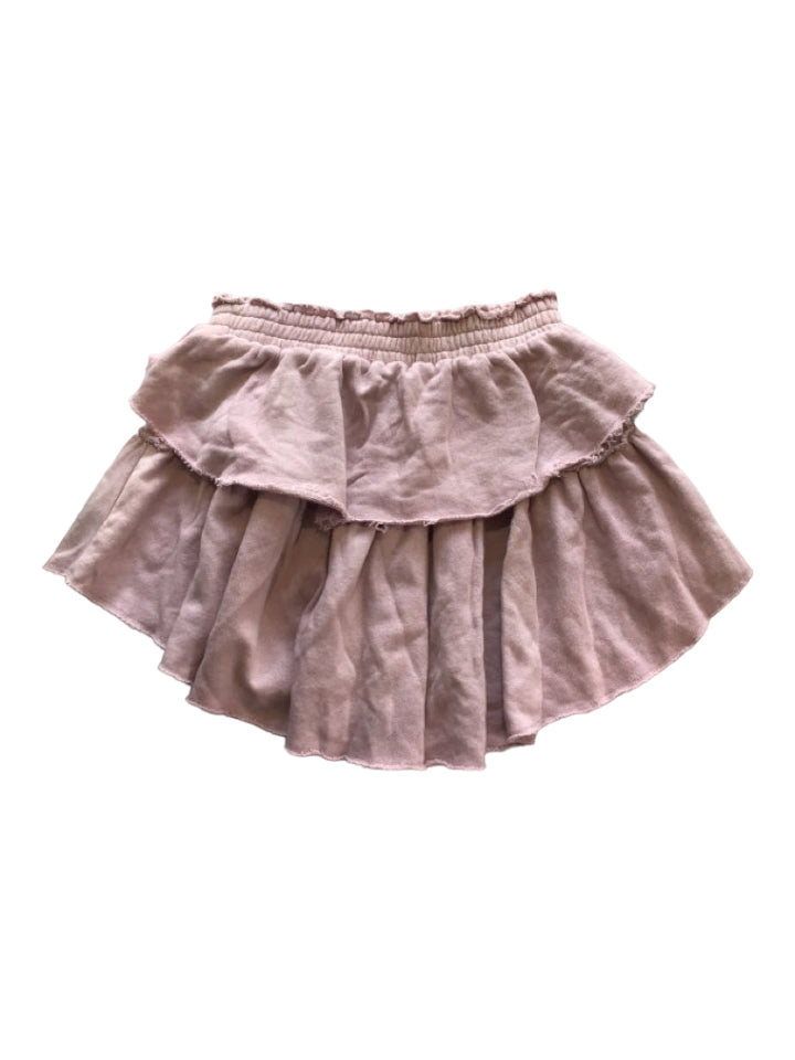 Love Shack Fancy, Love Shack Fancy Size Small Mauve Pink Cotton Mini Tiered Ruffle Detail Skirt